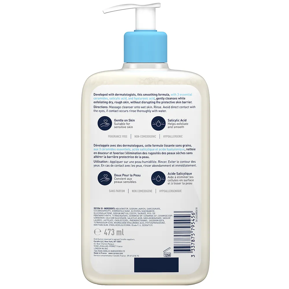 Cerave Body SA Gel Nettoyant Sa Anti-rugosités pour les peaux sèches et rugueuses 473ml – Image 2