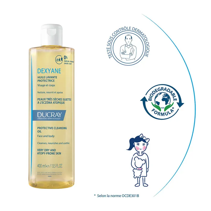Ducray Dexyane Huile Lavante Protectrice Peaux Tres Seches A Tendance Atopique 400ml – Image 8