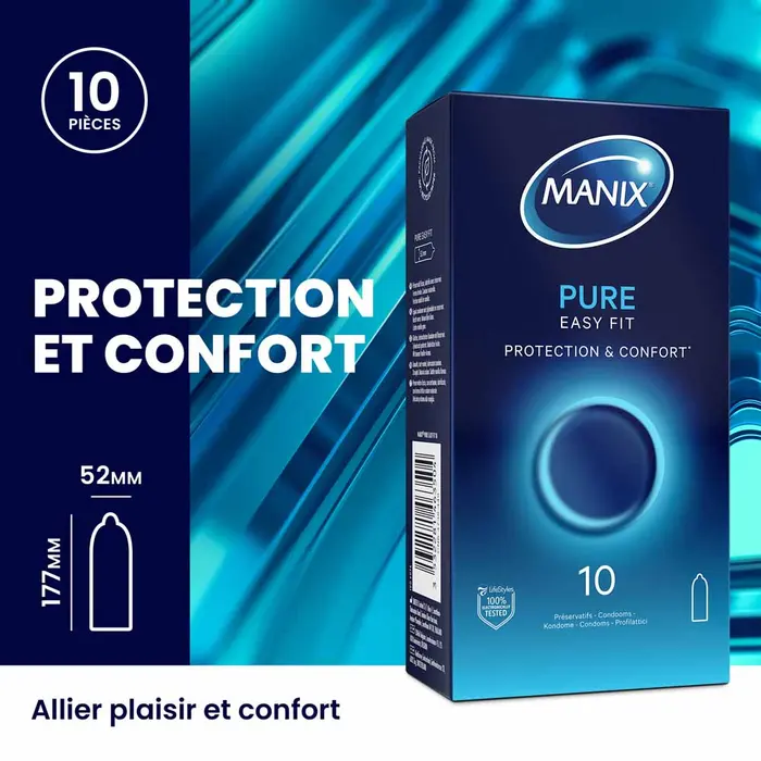 Manix Pure Easy Fit Préservatifs Protection & Confort 10 unités – Image 6
