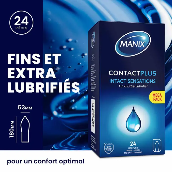Manix Contact Plus Préservatifs Finesse et Extra Lubrification 24 unités – Image 6
