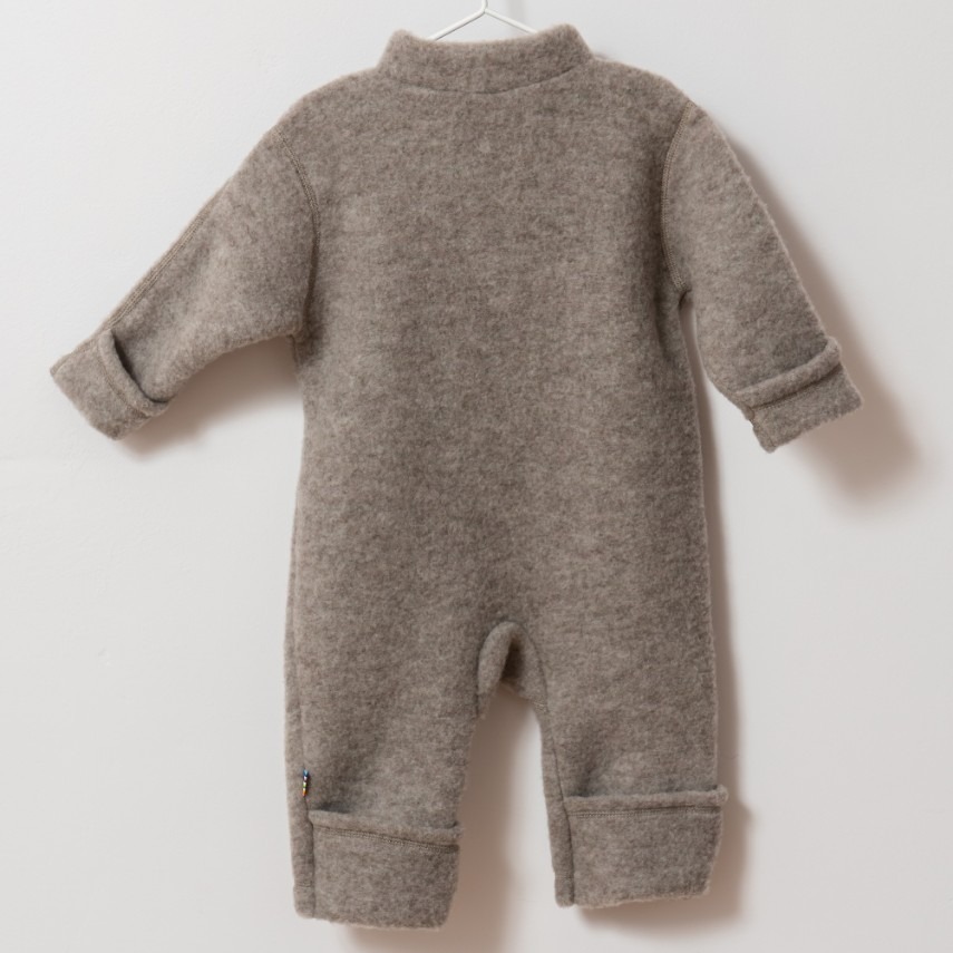 Ensemble combi-pilote + bonnet en laine mérinos – taupe Joha – Image 5
