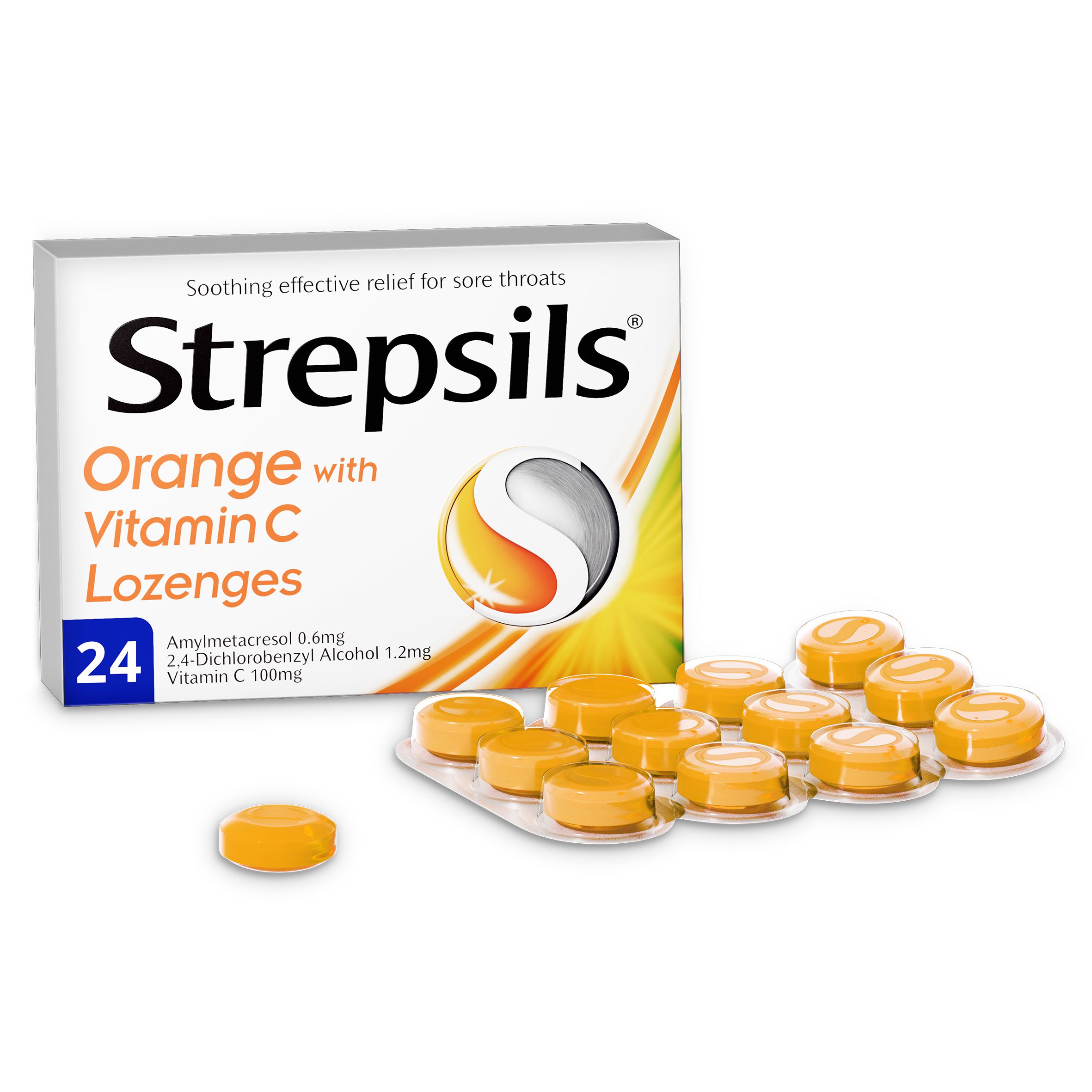 Strepsils Orange Vitamine C, 24 Pastilles