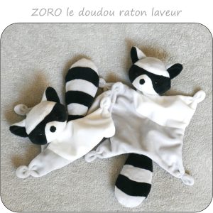 Patron doudou raton laveur ZORO